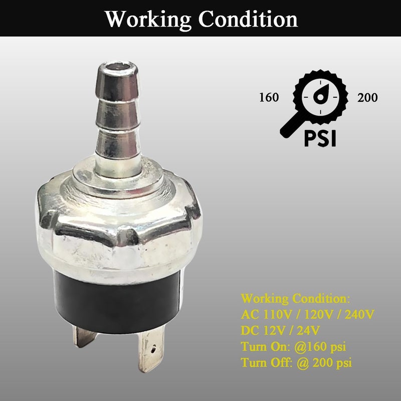 LLANNDER 160-200 PSI Air Compressor Micro Pressure Power Switch for Dewalt Porter Air Compressor Pressure Switch D55168 Replaces # N003990 - Image 3